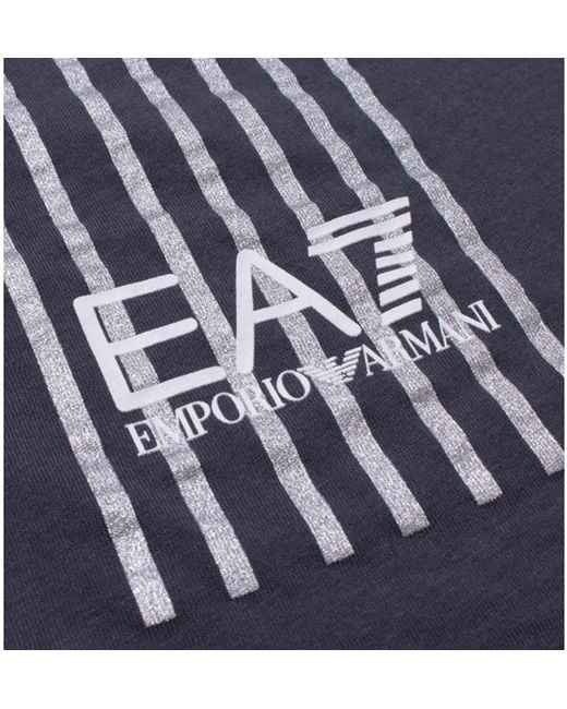 EA7 Blue Round Collar Logo T-Shirt for men