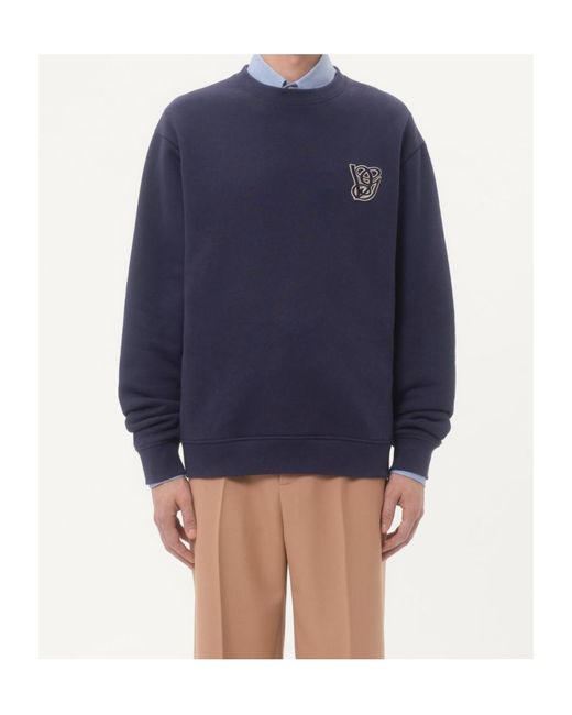 Valentino Blue Cotton Sweatshirt With Vg Patch for men
