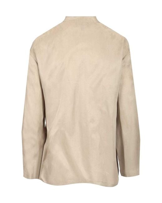 Emporio Armani Natural Stand-Collar Button Shirt