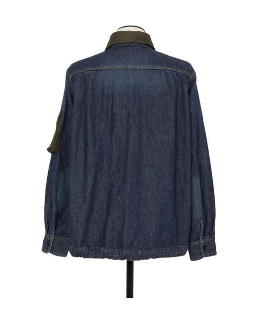 Sacai Blue Layered Zipped Denim Jacket for men