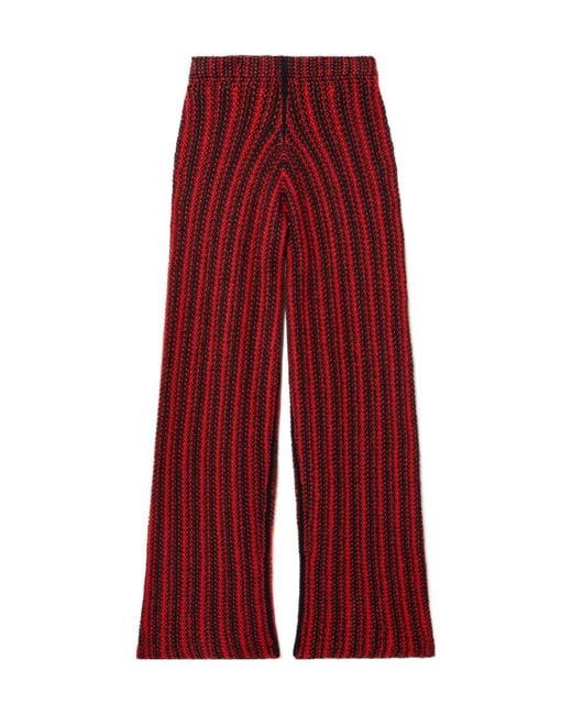 The Elder Statesman Red Striped Loose-Fit Trousers