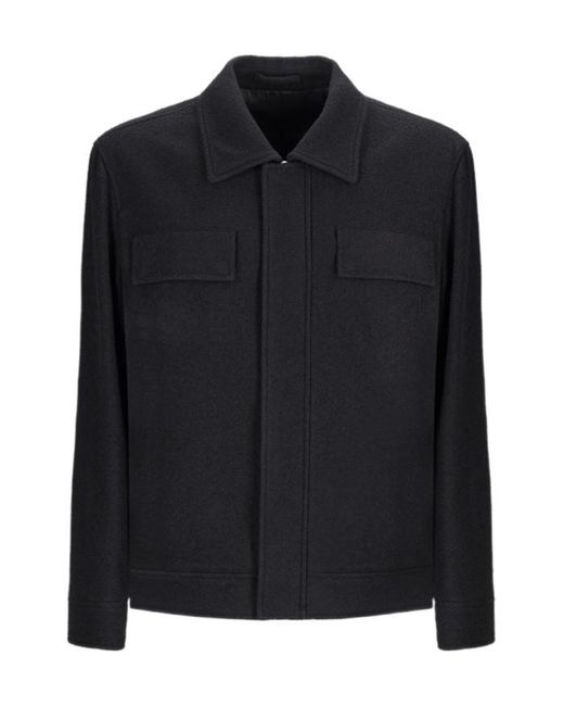 Lardini Black Long-Sleeved Shirt-Style Jacket for men