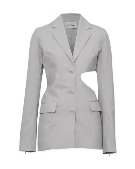 Low Classic Gray Long-Sleeved Suit Coat