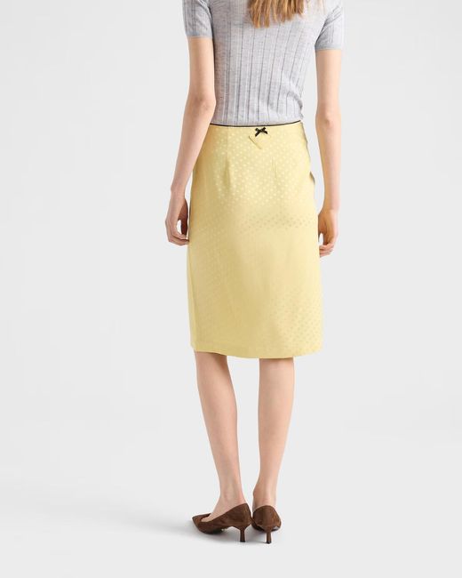 Prada Yellow Polka-Dot Satin Skirt