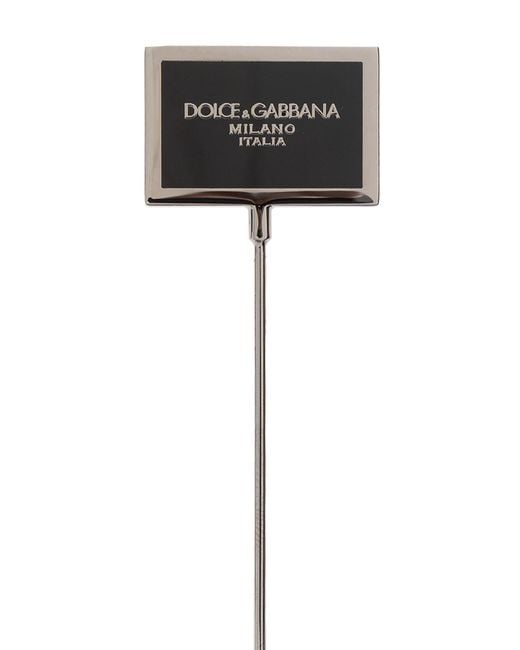 Dolce & Gabbana White Logo-Plaque Lapel Pin for men