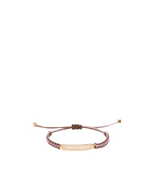 Miu Miu White Cotton And Metal Bracelet