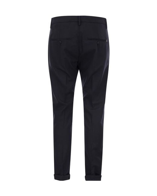 Dondup Blue Cuffed Slim Fit Pants for men