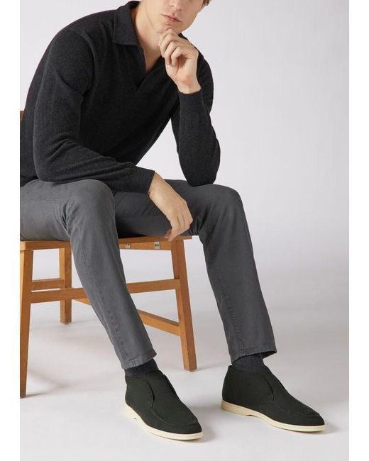 Loro Piana Black Open Walk Open Knit Walking And Ankle Boots for men
