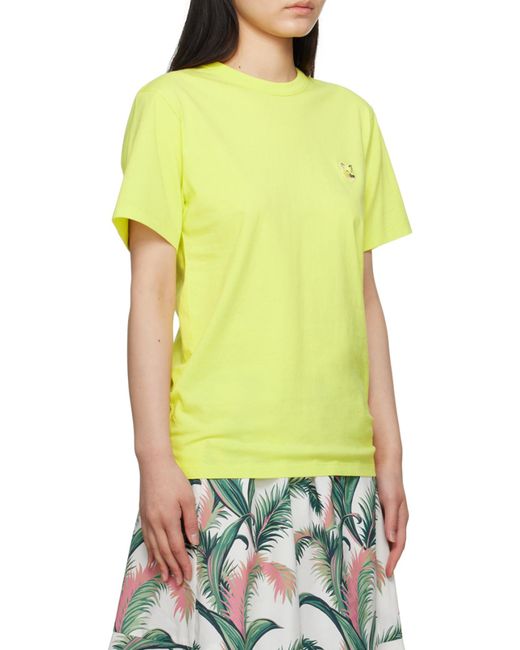 Maison Kitsuné Yellow Maison Kitsuné Fox Patch Crewneck T-Shirt for men