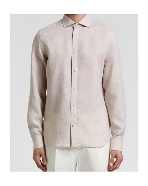 Peserico White Long-Sleeved Button-Up Shirt for men