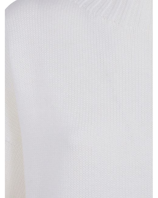 Drumohr White Long-Sleeve High-Neck Top