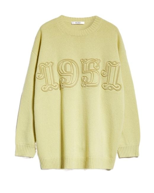 Max Mara Yellow Wool And Cashmere Interwoven Letter Pullover