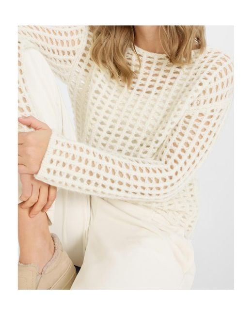 Juvia White Openwork Knit Sweater