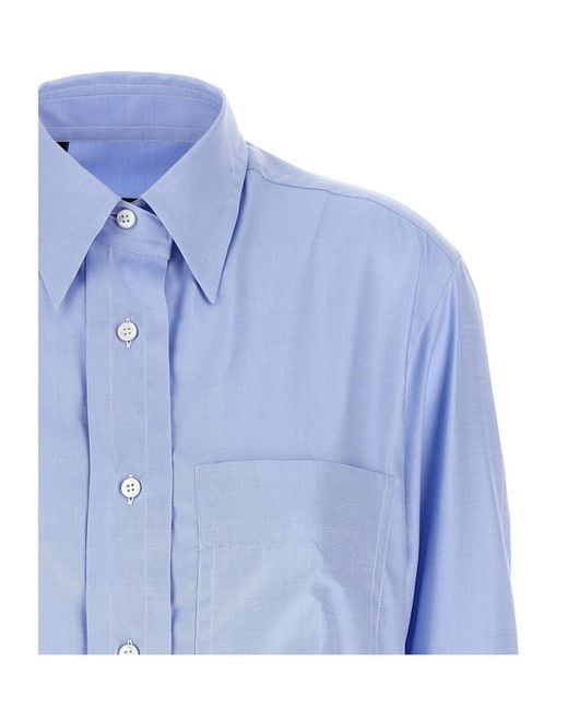 Brioni Blue Buttoned Long-Sleeved Shirt