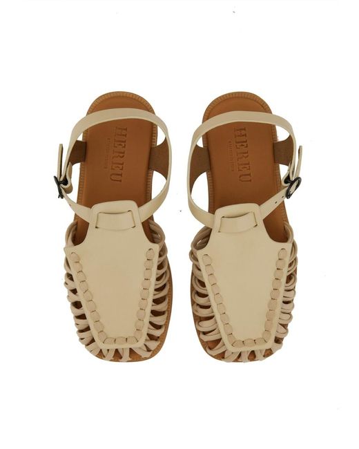Hereu Brown Logo Flat Sandals