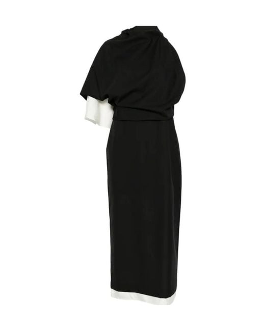 Rohe Black Draped One-Shoulder Maxi Dress