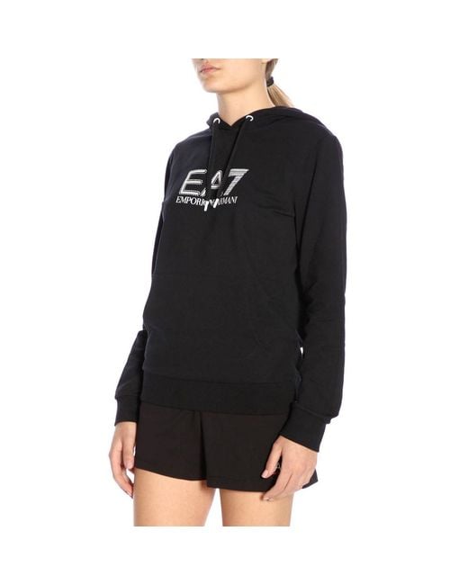 EA7 Black Logo Hooded Sweater