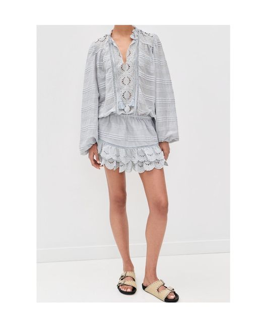 Isabel Marant Gray Étoile Preya Embroidered Mini Dress