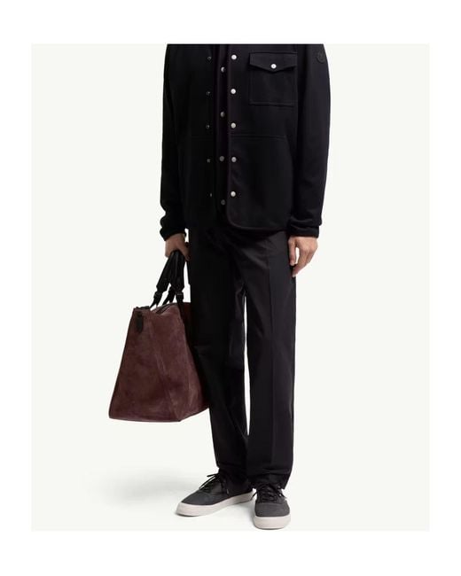 Moncler Blue Logo Patch Straight-Leg Pants for men