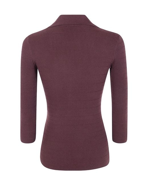 Elisabetta Franchi Purple Micro-Braided Knit Polo Shirt