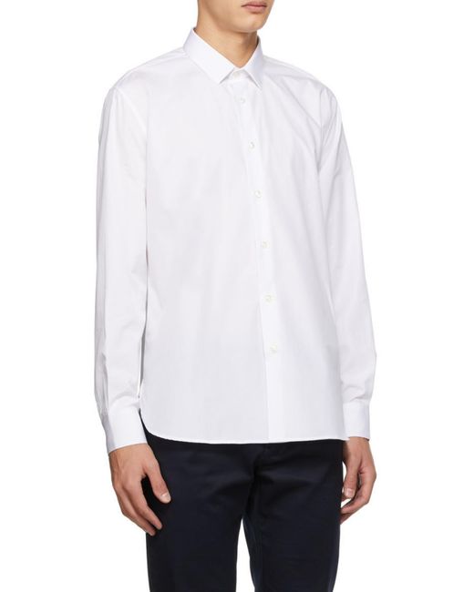 Saint Laurent White Slim Fit Long-Sleeved Shirt for men