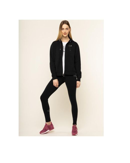 EA7 Black Logo Hooded Casual Jacket