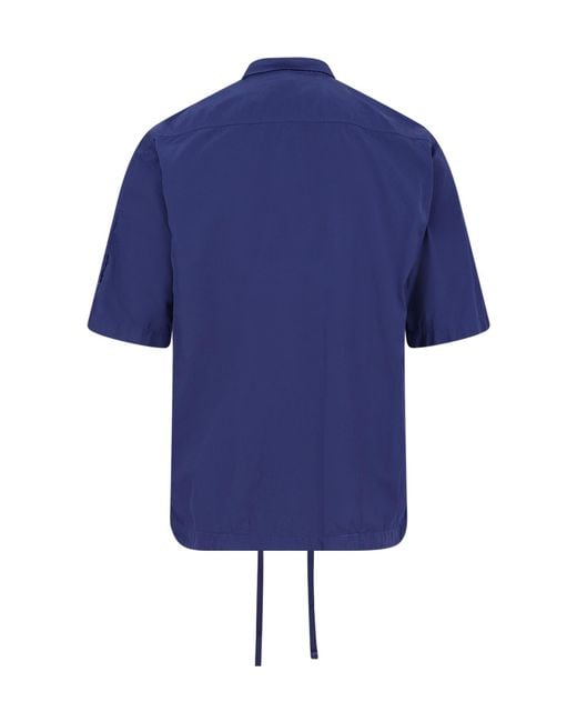 C P Company Blue Logo Plaque Short-Sleeved Shirt for men
