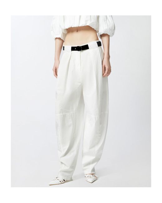 Pinko White Pleat-Detail Trousers