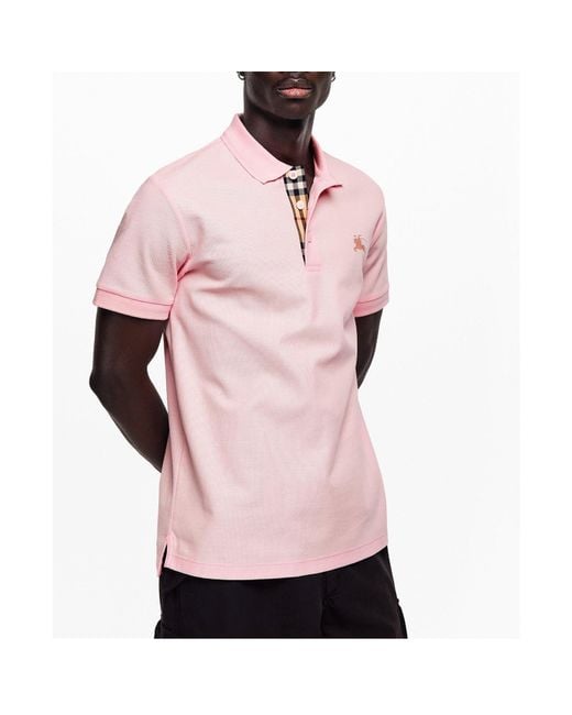 Burberry Pink Minimalist Short-Sleeve Polo Shirt for men