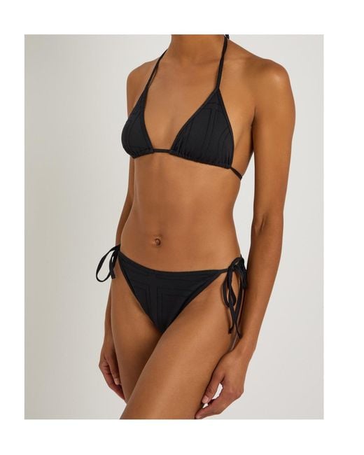 Totême Black Monogram Pointelle Bikini Top