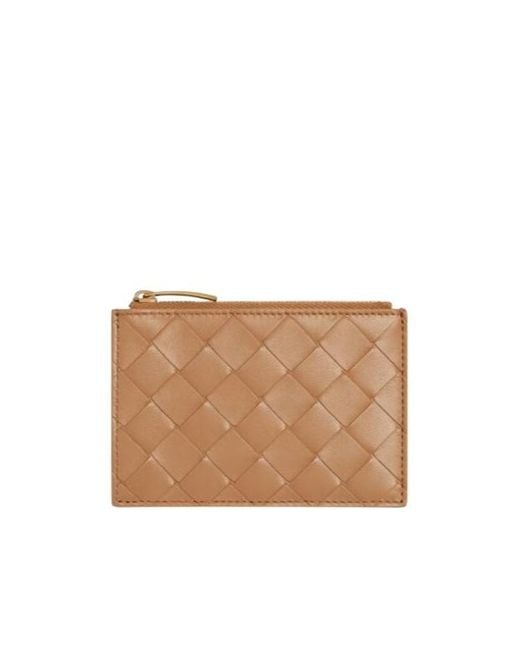 Bottega Veneta Natural Intrecciato Zipped Card Case