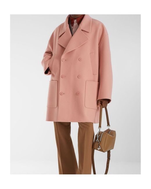 Fendi Pink Double Breasted Pea Coat for men