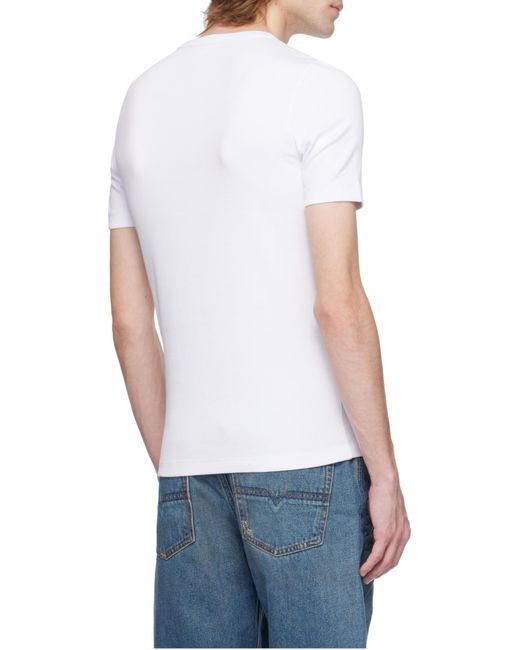 DIESEL White D-Ribber-N Logo Patch Knitted T-Shirt for men
