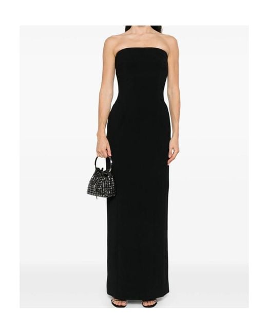 Solace London Black London Bare-Shoulder Twill Dress