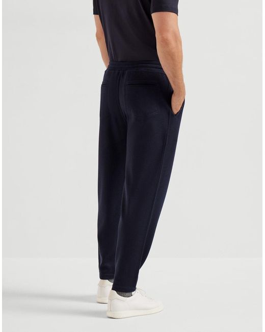 Brunello Cucinelli Blue Drawstring-Cuffed Track Pants for men