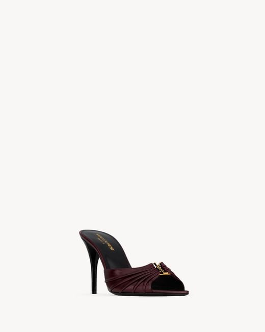 Saint Laurent Brown Babylone Gathered Mules