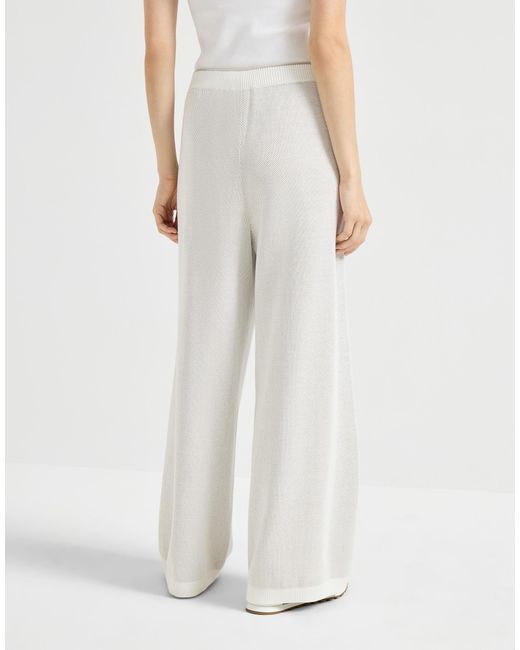Brunello Cucinelli White Drawstring Palazzo Pants