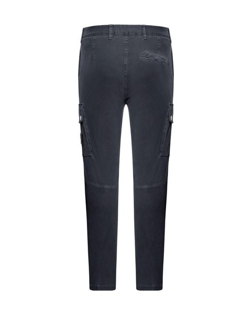 Stone Island Blue Logo Patch Tapered Leg Pants for men