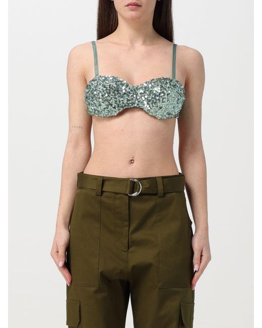 Moschino Green Sequined Sweetheart-Neck Bra
