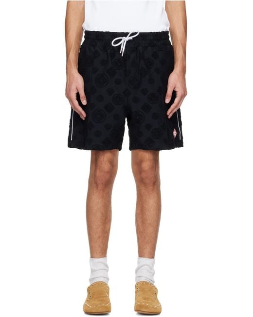 Casablanca Black Monogram Jacquard Drawstring Shorts for men