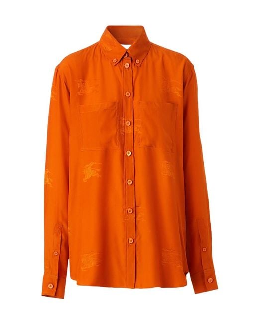 Burberry Orange All-Over Jacquard Buttoned Shirt