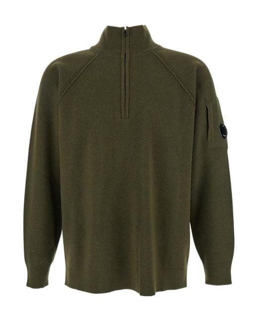 C P Company Green Zip-Pocket Turtleneck Knitwear for men