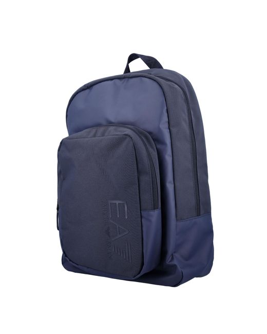 EA7 Blue Logo-Print Backpack for men