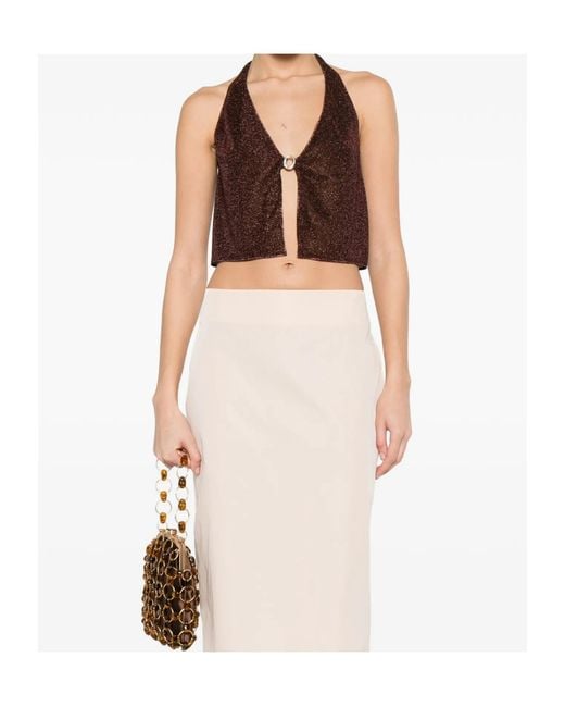 Oseree Brown Oséree Lurex Thread Top