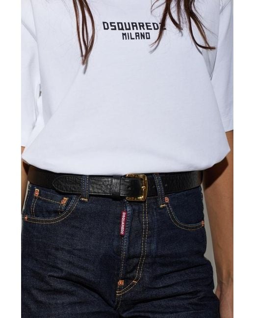 DSquared² White Logo Detail Belt