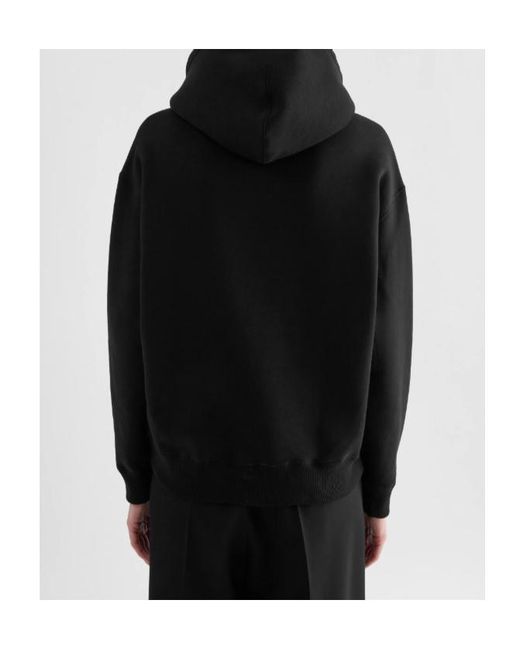 Jil Sander Black Cotton Terry Hooded Sweatshirt
