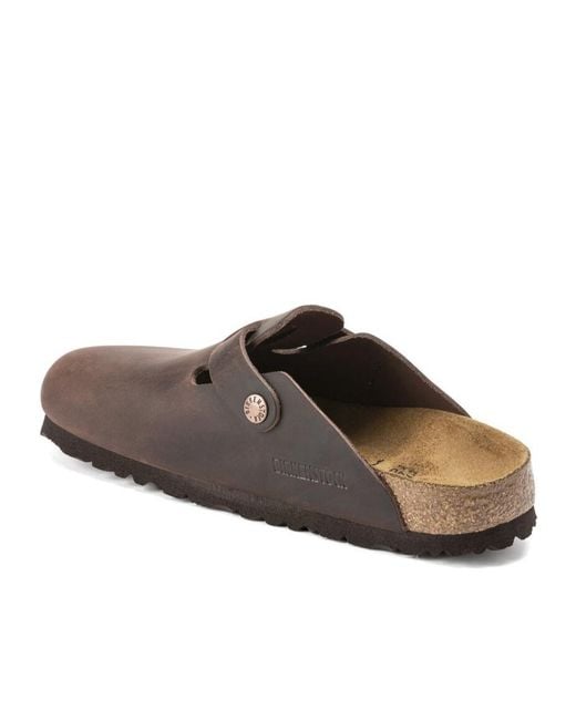 Birkenstock Brown Boston Leather Mules for men