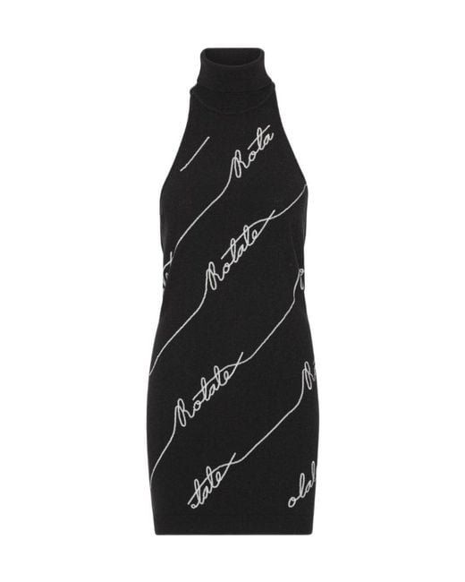 ROTATE BIRGER CHRISTENSEN Black Sequin Logo Mini Dress
