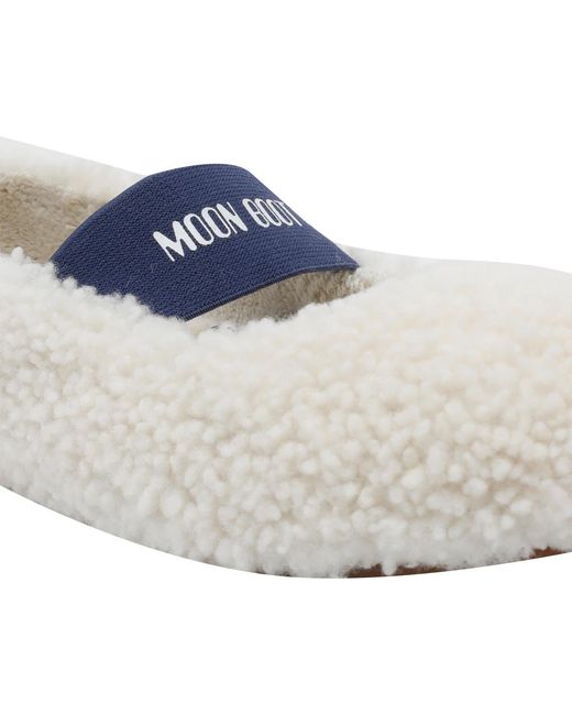 Moon Boot White Logo-Printed Strapped Ballerinas