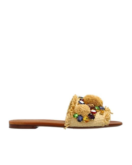 Dolce & Gabbana Metallic Embellished Flip-Flops